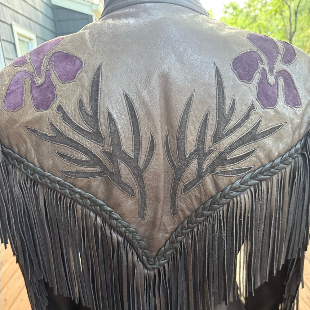 Vintage Dallas Premium Leather USA Made Fringe Western Jacket Removable Liner - Picture 8 of 15